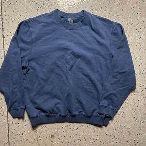 GAP Blue Blank Mens Large Crewneck Pullover Sweatshirt Y2K Faded